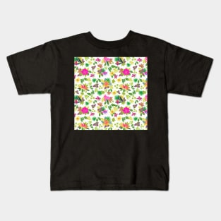 Tropical Flowers on White Background Kids T-Shirt